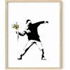 imageHAUS AND HUES Colorful Rain Graffiti Banksy Print  Street Art Wall Poster Ideal for Home and College Dorm Decor Beige Frame 24x36Banksy Flower Thrower