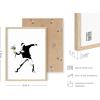 imageHAUS AND HUES Colorful Rain Graffiti Banksy Print  Street Art Wall Poster Ideal for Home and College Dorm Decor Beige Frame 24x36Banksy Flower Thrower