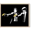 imageHAUS AND HUES Colorful Rain Graffiti Banksy Print  Street Art Wall Poster Ideal for Home and College Dorm Decor Beige Frame 24x36Banksy Pulp Fiction