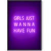 imageHAUS AND HUES Purple Pictures Wall Decor  Girls Wall Art for Bedroom Aesthetic Neon Posters Purple Wall Decor for Bedroom Black Framed 16x20Girls Just Wanna Have Fun