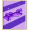 imageHAUS AND HUES Purple Pictures Wall Decor  Girls Wall Art for Bedroom Aesthetic Neon Posters Purple Wall Decor for Bedroom Black Framed 16x20Heart Glasses