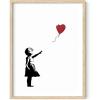 imageHAUS AND HUES Colorful Rain Graffiti Banksy Print  Street Art Wall Poster Ideal for Home and College Dorm Decor Beige Frame 24x36Banksy Girl With a Balloon