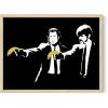 imageHAUS AND HUES Colorful Rain Graffiti Banksy Print  Street Art Wall Poster Ideal for Home and College Dorm Decor Beige Frame 24x36Banksy Pulp Fiction