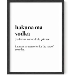 imageHAUS AND HUES Alcohol Poster Bar Wall Art Alcohol Art Wall Decor Bar Cart Accessories Bar Pictures Wall Decor Funny Mixology Signs Funny Poster  Rendezbooze Black Framed 12x16Hakuna Ma Vodka