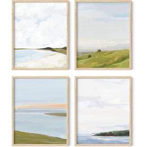 imageHAUS AND HUES Mountain Wall Art  Set of 4 MidCentury Modern Landscape Decor Nature ampamp Modern Art Wall Art  Black Framed 8x10Oil Painting