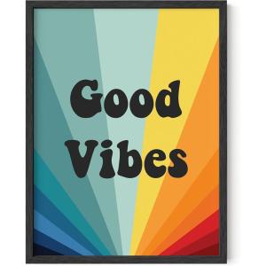 imageHAUS AND HUES Psychedelic Wall Art  Sun and Moon Decor Astrology ampamp Spiritual Posters Trippy Wall Art Black Frame 16x20Good Vibes