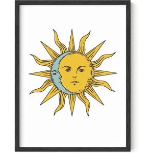 imageHAUS AND HUES Psychedelic Wall Art  Trippy Sun and Moon Poster Astrology Spiritual Decor Psychedelic Poster for Bedroom Sun Wall Art Boho Wall Decor Unframed 12 x 16Psychedelic Sun