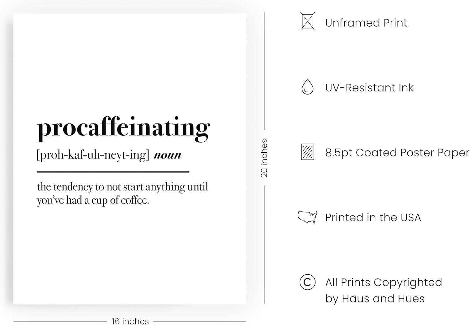 imageHAUS AND HUES Home Office Wall Decor  Funny Wall Art for Office Cubicle Wall Decor Funny Office Decorations for Work Funny Cubicle Decor Wall Sayings for Office Meeting Unframed 24x36Procaffeinating