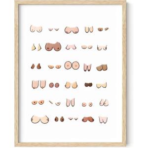 imageHAUS AND HUES Funny Bathroom Wall Art  Black Framed Toilet Poster Hilarious Guest Bathroom Sign Funny Restroom Decor  12quotx16quotBoobs
