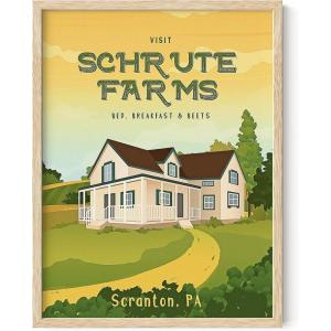 imageHAUS AND HUES The Office Dwight Schrute Poster TV Show Wall Art Funny Posters Merchandise Framed Beige 12x16Schrute Farms