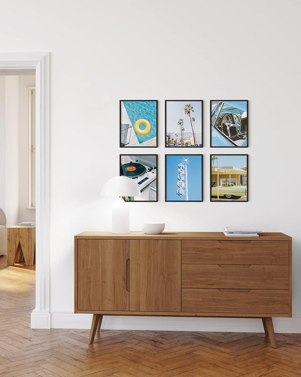 imageHAUS AND HUES Preppy Pictures for Wall  Set of 6 Colorful Preppy Collage Wall Art Pink Bedroom Decor Bright Pink Aesthetic Cute Girls Posters College Room Wall Decor Beige Frame 8x10Palm Springs