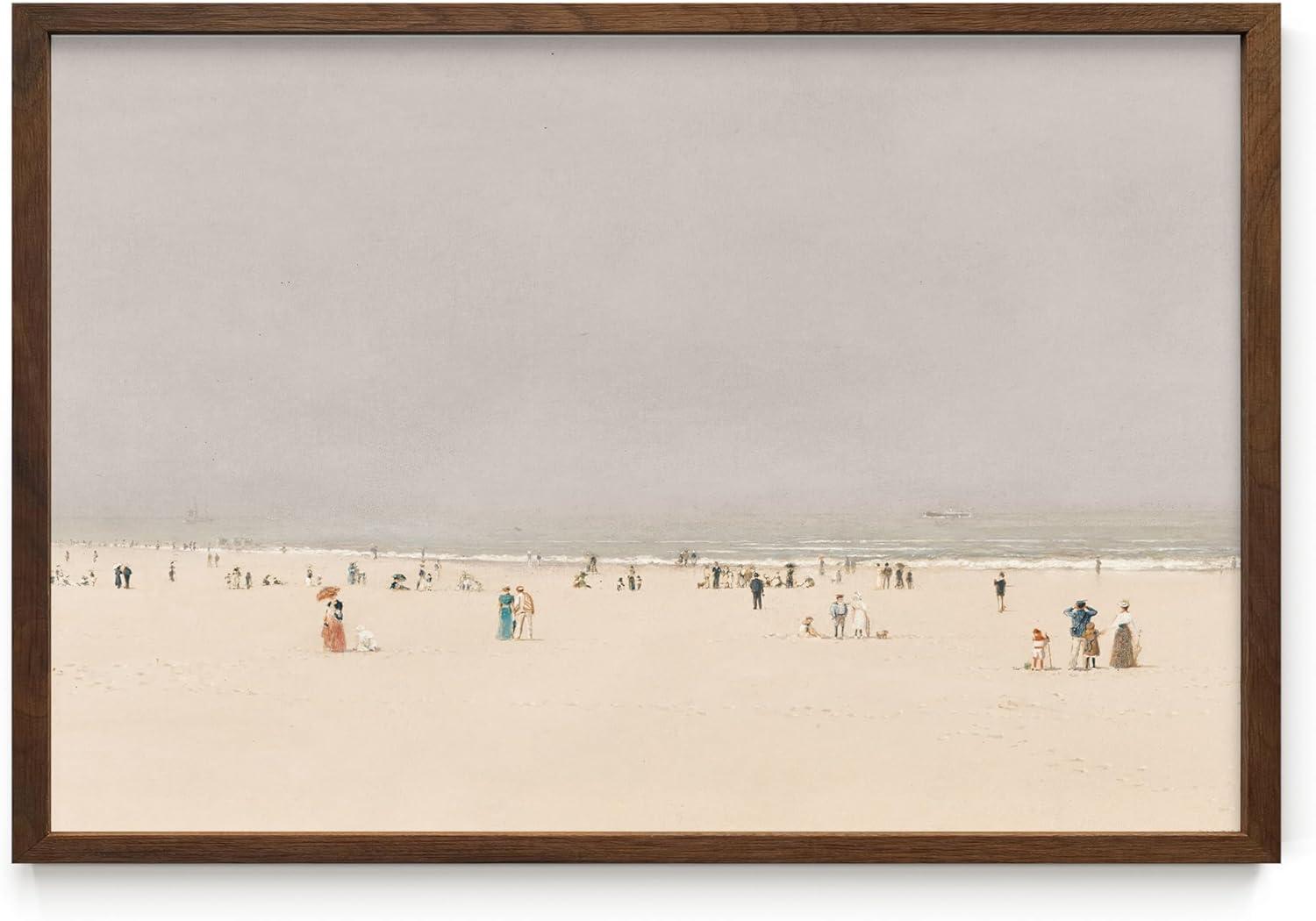 imageHAUS AND HUES Tuscany Wall Art  Frame Wall Art Collection for Bedroom and Country Decor Vintage Elegance French Charm and Timeless Tuscany Landscapes Walnut Frame 8x10Beach