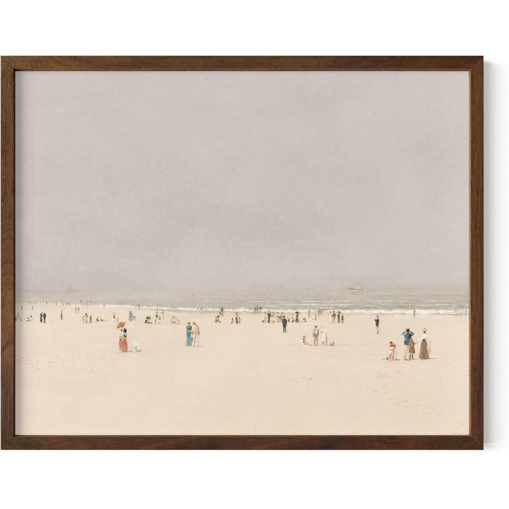 imageHAUS AND HUES Tuscany Wall Art  Frame Wall Art Collection for Bedroom and Country Decor Vintage Elegance French Charm and Timeless Tuscany Landscapes Walnut Frame 8x10Beach