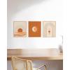 imageHAUS AND HUES Boho Posters Boho Pictures Wall Decor  Set of 3 Geometric Pictures Mid Century Modern Art Bauhaus Posters Abstract Wall Art Orange Neutral Art 11x14 UnframedMid Century Boho
