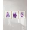 imageHAUS AND HUES Boho Wall Art  Set of 3 Tropical Prints Chic Boho Decor FemaleInspired Artwork Unframed 8x10Purple Glam Watercolor