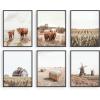 imageHAUS AND HUES Farmhouse Art  Set of 6 Cow Wall Art Prints Barn Animal Pictures Rustic Farmhouse Wall Decor Country Living Room ampamp Kitchen Artwork Vintage Cow Prints Beige Frame 11x14Warmtoned Farmhouse