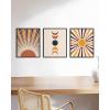 imageHAUS AND HUES Mid Century Modern Wall Art  Boho Wall Decor Set of 3 Sun ampamp Moon Art Prints Black Framed 8x10Mid Century Terracotta