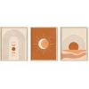 imageHaus and Hues Boho Framed Wall Art  Set of 3 Mid Century Modern Art Terracotta Wall Decor Framed Geometric Wall Art Orange Polygon Poster Earth Tone Pictures 16quotx20quot UnframedMid Century Boho