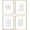 imageRipGrip Minimalist Wall Art  Set of 4 Woman Silhouette Line Drawings Room Aesthetic Posters Abstract Decor Beige Frame 8x10Beige