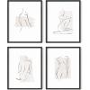 imageRipGrip Minimalist Wall Art  Set of 4 Woman Silhouette Line Drawings Room Aesthetic Posters Abstract Decor Beige Frame 8x10Beige