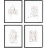 imageRipGrip Minimalist Wall Art  Set of 4 Woman Silhouette Line Drawings Room Aesthetic Posters Abstract Decor Beige Frame 8x10Beige