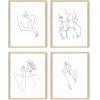 imageRipGrip Minimalist Wall Art  Set of 4 Woman Silhouette Line Drawings Room Aesthetic Posters Abstract Decor Beige Frame 8x10Black  White