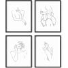 imageRipGrip Minimalist Wall Art  Set of 4 Woman Silhouette Line Drawings Room Aesthetic Posters Abstract Decor Beige Frame 8x10Black  White