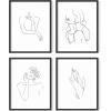 imageRipGrip Minimalist Wall Art  Set of 4 Woman Silhouette Line Drawings Room Aesthetic Posters Abstract Decor Beige Frame 8x10Black  White