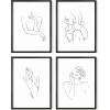 imageRipGrip Minimalist Wall Art  Set of 4 Woman Silhouette Line Drawings Room Aesthetic Posters Abstract Decor Beige Frame 8x10Black  White