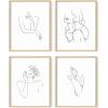 imageRipGrip Minimalist Wall Art  Set of 4 Woman Silhouette Line Drawings Room Aesthetic Posters Abstract Decor Beige Frame 8x10Black  White