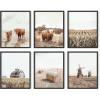 imageHAUS AND HUES Farmhouse Art  Set of 6 Cow Wall Art Prints Barn Animal Pictures Rustic Farmhouse Wall Decor Country Living Room ampamp Kitchen Artwork Vintage Cow Prints Beige Frame 11x14Warmtoned Farmhouse