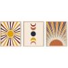 imageHAUS AND HUES Mid Century Modern Wall Art  Boho Wall Decor Set of 3 Sun ampamp Moon Art Prints Black Framed 8x10Mid Century Terracotta