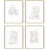 imageRipGrip Minimalist Wall Art  Set of 4 Woman Silhouette Line Drawings Room Aesthetic Posters Abstract Decor Beige Frame 8x10Beige