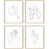 imageRipGrip Minimalist Wall Art  Set of 4 Woman Silhouette Line Drawings Room Aesthetic Posters Abstract Decor Beige Frame 8x10Black  White