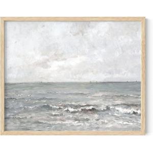 imageHAUS AND HUES Coastal Wall Art  Vintage Frame Prints and Oil Paintings Collection for Timeless Wall Art Ocean Views Nature Inspired and Antique Charm Walnut Frame 8x10Sea