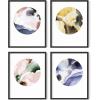 imageHAUS AND HUES Beach Poster Set of 4  Abstract Ocean Prints Nature Wall Art Coastal Beach Scene Posters Blue Watercolor Decor Unframed 11x14Abstract Circles