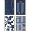 imageHAUS AND HUES Beach Poster Set of 4  Abstract Ocean Prints Nature Wall Art Coastal Beach Scene Posters Blue Watercolor Decor Unframed 11x14Navy Geometric Shapes