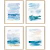 imageHAUS AND HUES Beach Poster Set of 4  Abstract Ocean Prints Nature Wall Art Coastal Beach Scene Posters Blue Watercolor Decor Unframed 11x14Seascape Set of 4
