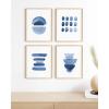 imageHAUS AND HUES Blue Abstract Wall Art Set of 4  Navy Blue and White Prints Modern TieDye Abstract Art Aesthetic Blue Wall Decor Black Frame 11x14Abstract Blue
