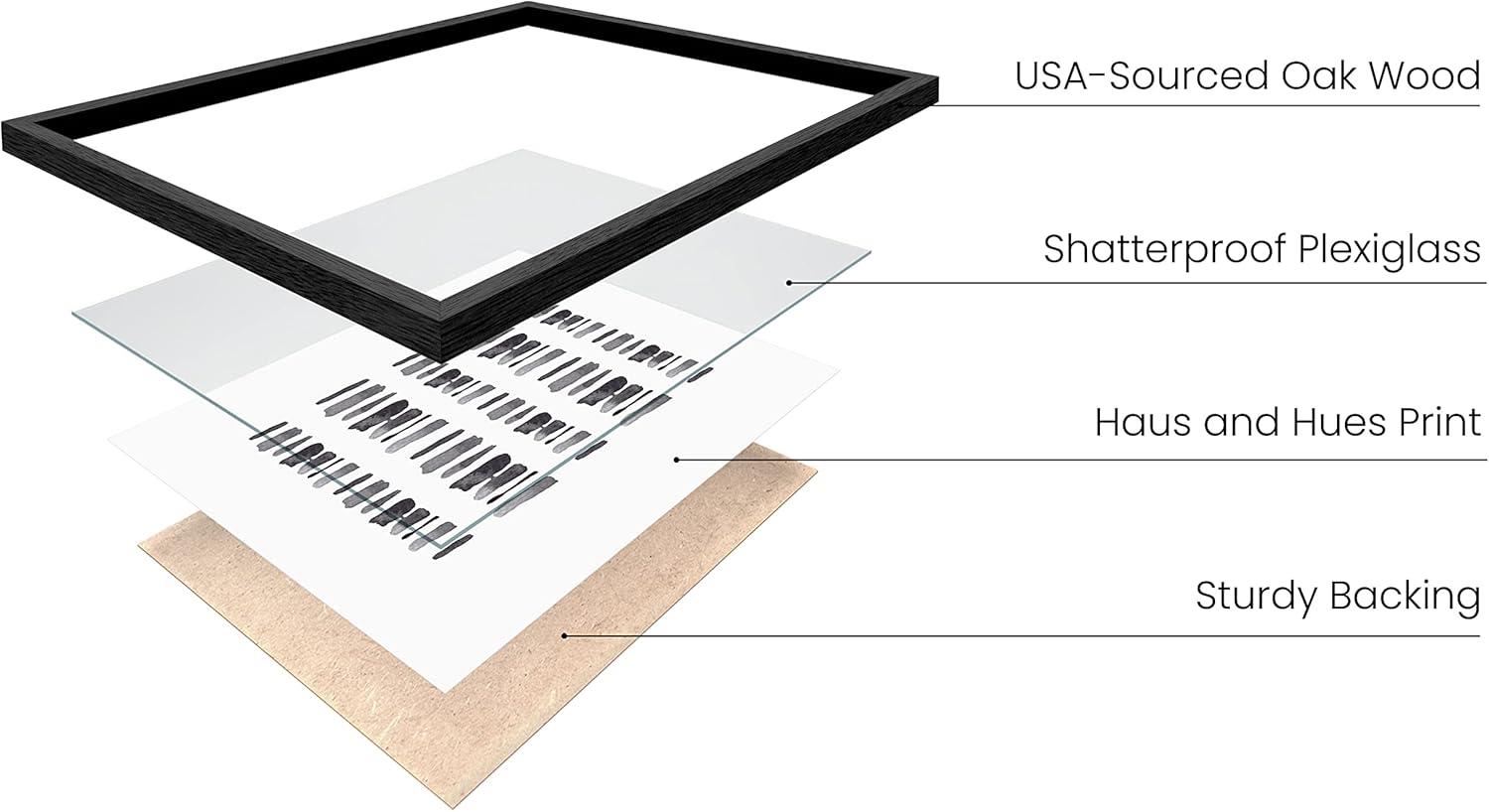 imageHAUS AND HUES Blue Abstract Wall Art Set of 4  Watercolor Seascape Prints Modern Abstract Decor Framed Blue Artwork for Walls Beige Frame 8x10Black  White Set of 4