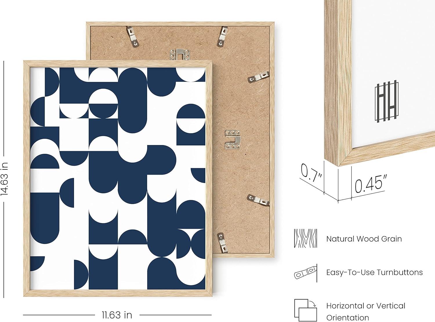 imageHAUS AND HUES Blue Abstract Wall Art Set of 4  Watercolor Seascape Prints Modern Abstract Decor Framed Blue Artwork for Walls Beige Frame 8x10Navy Geometric Shapes