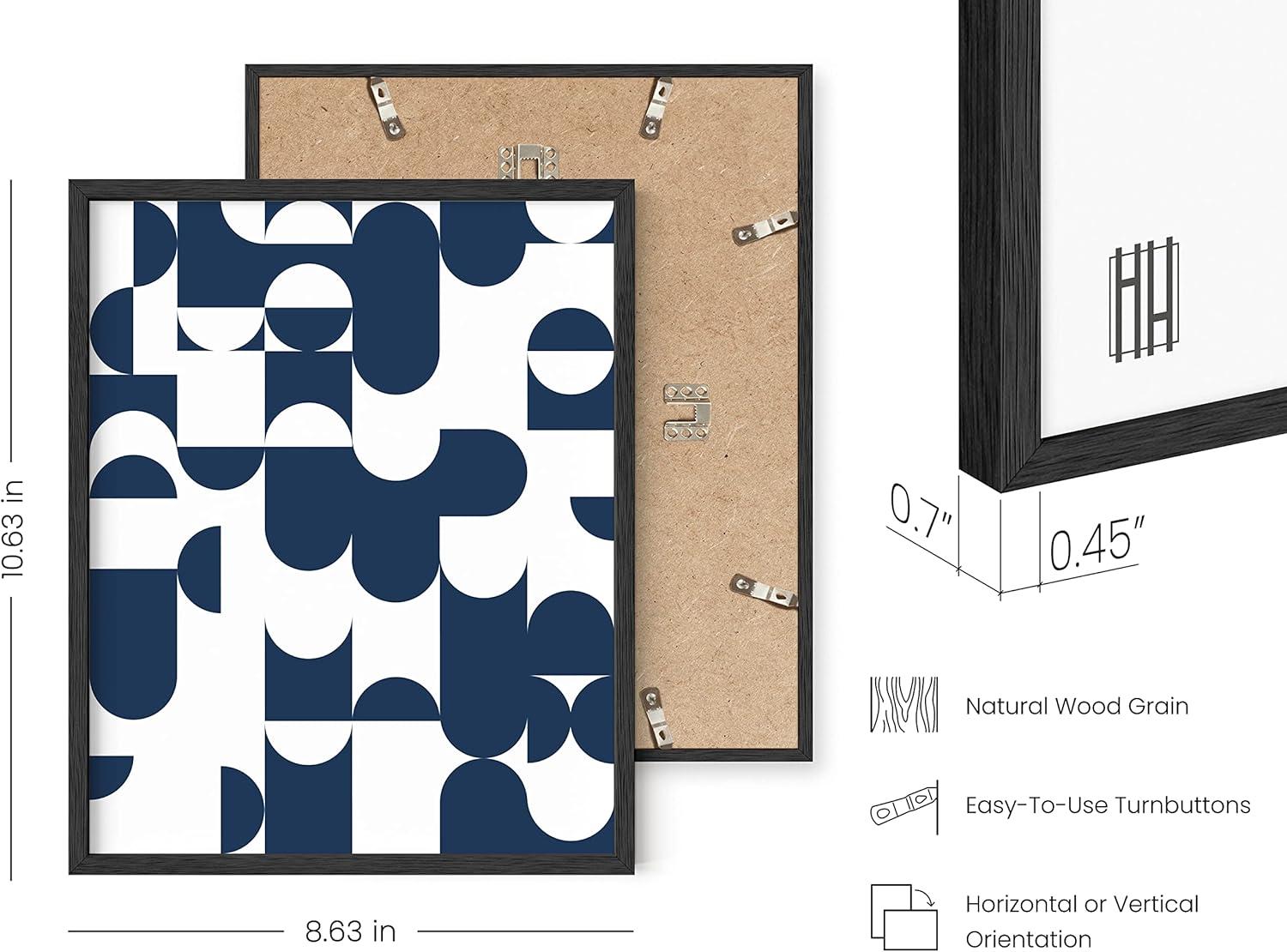 imageHAUS AND HUES Blue Abstract Wall Art Set of 4  Watercolor Seascape Prints Modern Abstract Decor Framed Blue Artwork for Walls Beige Frame 8x10Navy Geometric Shapes