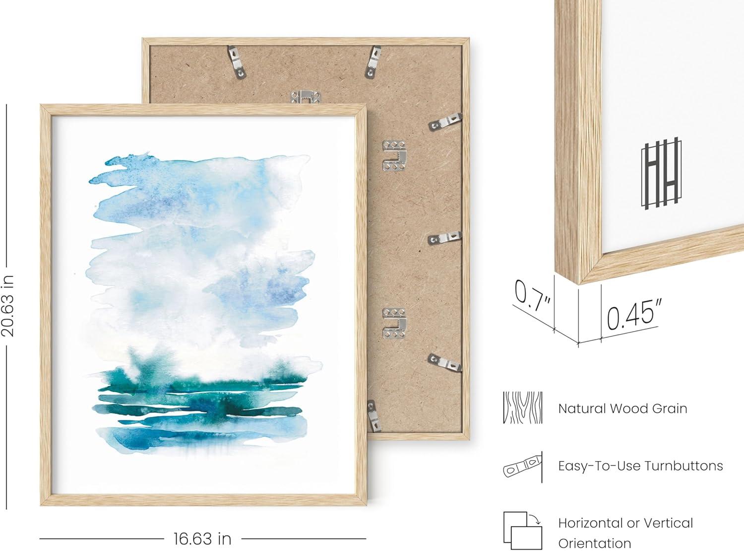 imageHAUS AND HUES Blue Abstract Wall Art Set of 4  Watercolor Seascape Prints Modern Abstract Decor Framed Blue Artwork for Walls Beige Frame 8x10Seascape Set of 4