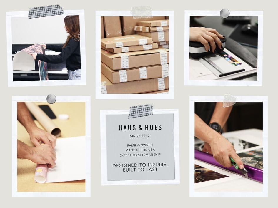 imageHAUS AND HUES Nature Wall Art  Set of 4 Landscape Abstract Prints Watercolor Artwork with Earth Tones Neutral Modern Wall Decor for Home 8x10 Beige FrameNavy Geometric Shapes