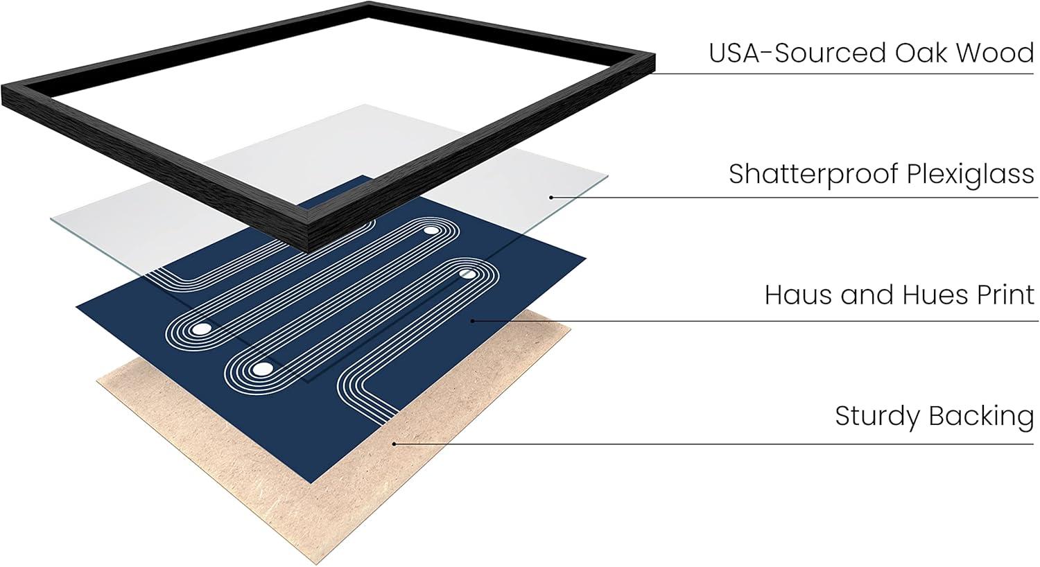 imageHAUS AND HUES Nature Wall Art  Set of 4 Landscape Abstract Prints Watercolor Artwork with Earth Tones Neutral Modern Wall Decor for Home 8x10 Beige FrameNavy Geometric Shapes