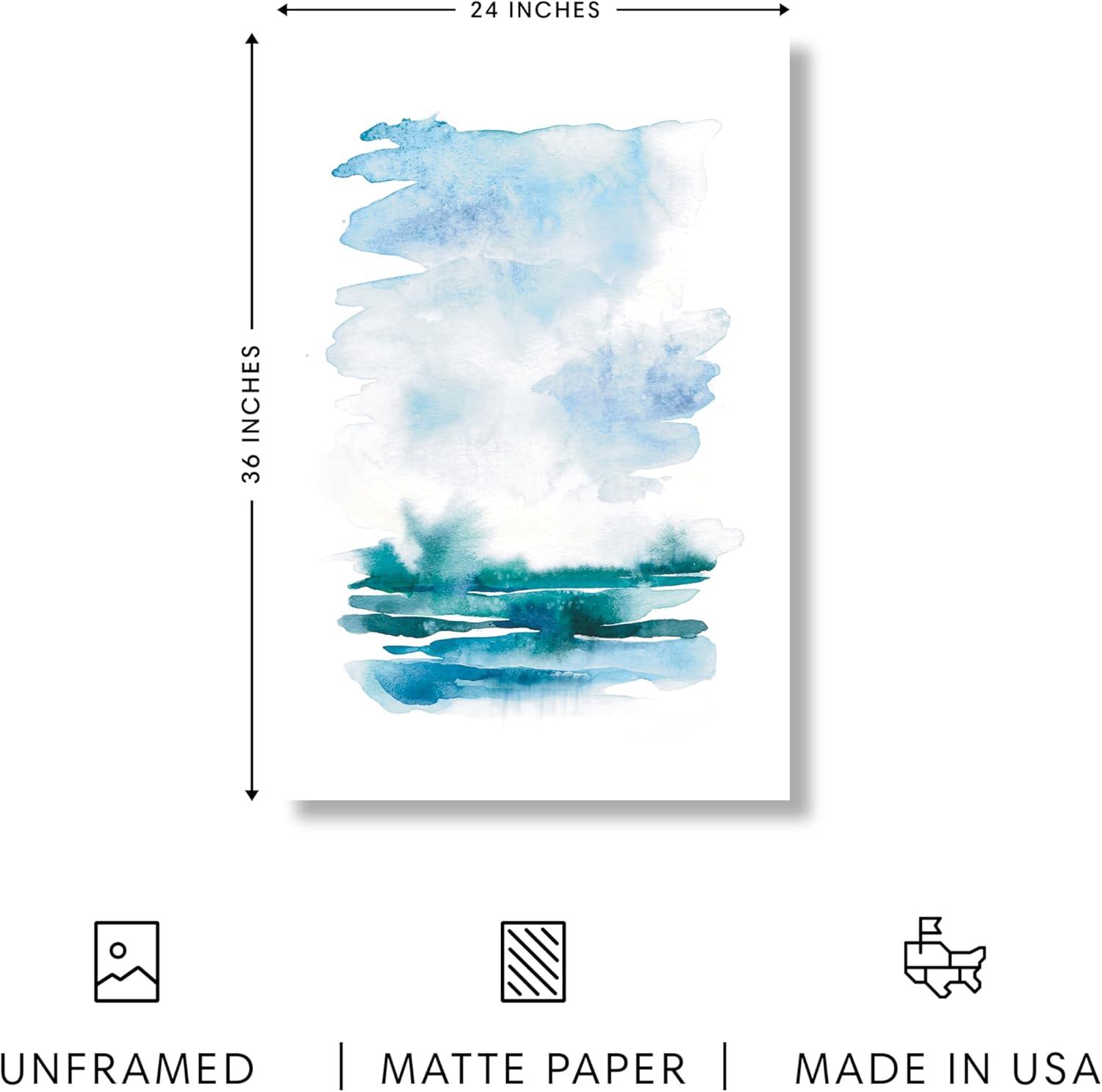 imageHAUS AND HUES Nature Wall Art  Set of 4 Landscape Abstract Prints Watercolor Artwork with Earth Tones Neutral Modern Wall Decor for Home 8x10 Beige FrameSeascape Set of 4