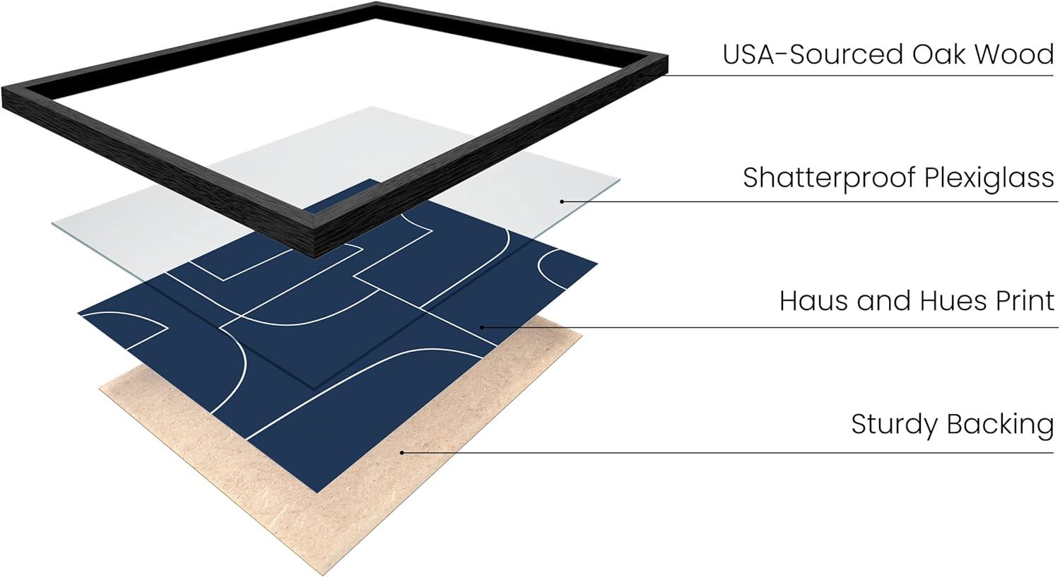 imageHAUS AND HUES Nature Wall Art  Set of 4 Landscape Abstract Prints Watercolor Artwork with Earth Tones Neutral Modern Wall Decor for Home 8x10 Beige FrameNavy Geometric Shapes