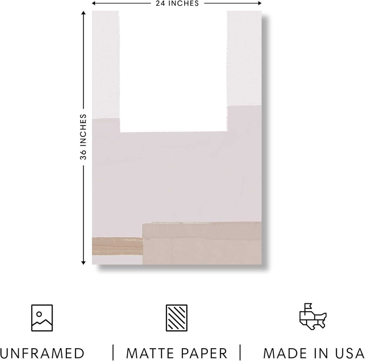 imageHAUS AND HUES Nature Wall Art  Set of 4 Landscape Abstract Prints Watercolor Artwork with Earth Tones Neutral Modern Wall Decor for Home 8x10 Beige FrameShapes  Strokes