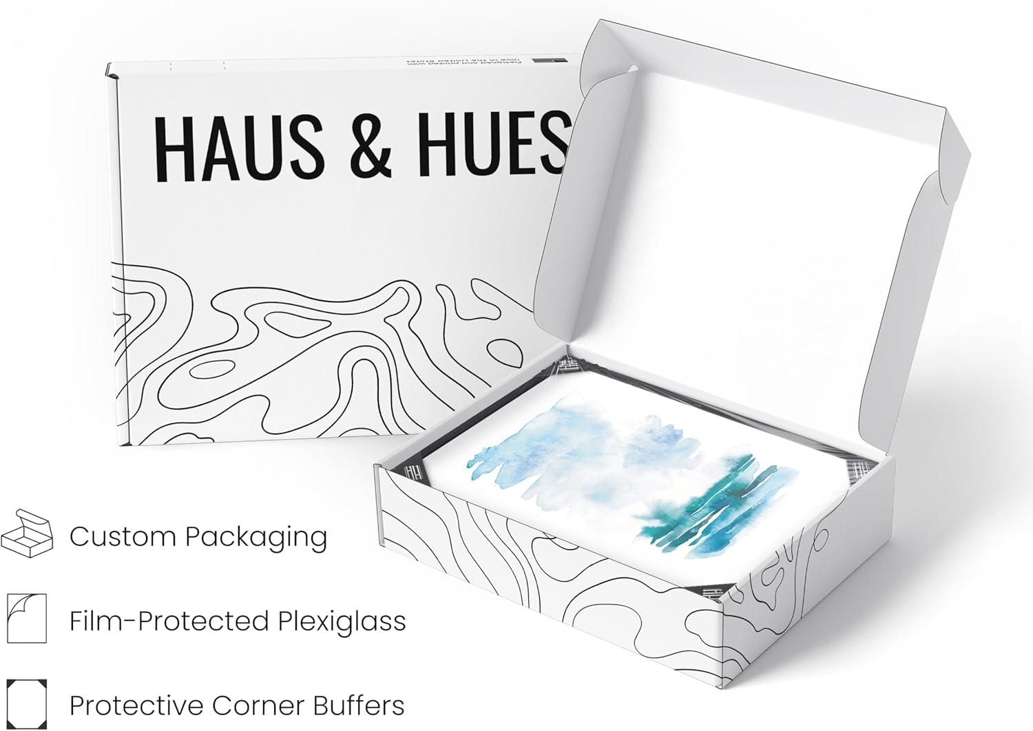 imageHAUS AND HUES Nature Wall Art  Set of 4 Landscape Abstract Prints Watercolor Artwork with Earth Tones Neutral Modern Wall Decor for Home 8x10 Beige FrameSeascape Set of 4