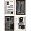 imageHAUS AND HUES Black and White Abstract Wall Art  Set of 4 Geometric Wall Prints Modern Abstract Art Unframed 16x20Maze Set of 4